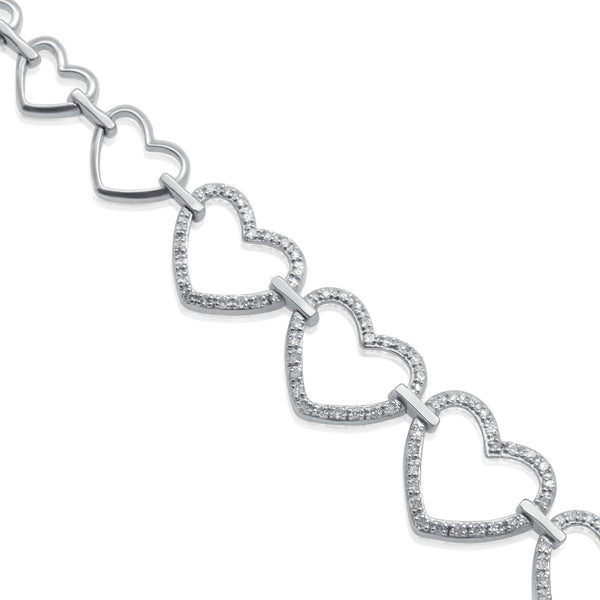 10k White Gold .75ct Diamond Heart Bracelet