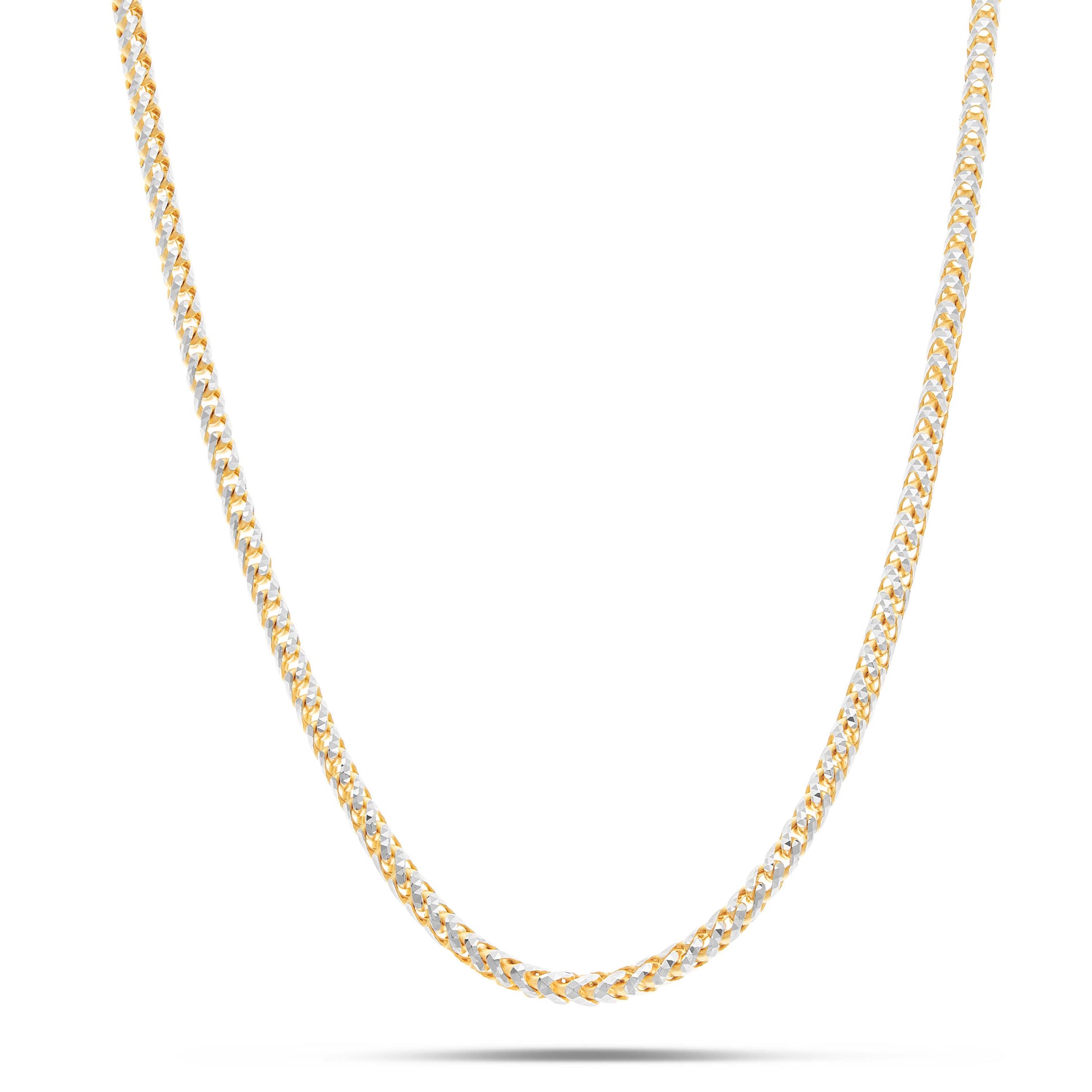 Italian 10K Rose Gold Hollow Franco Mens Chain Necklace 4 mm