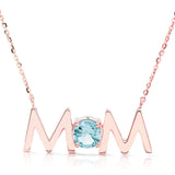 14k Gold Uppercase Mom Birthstone Statement Necklace