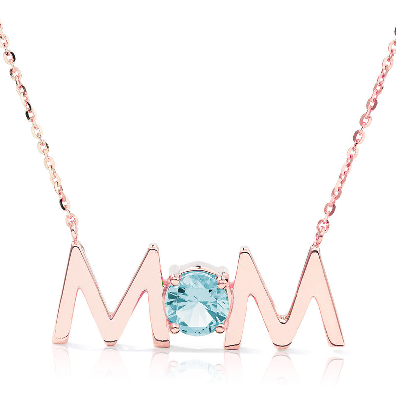 14k Gold Uppercase Mom Birthstone Statement Necklace