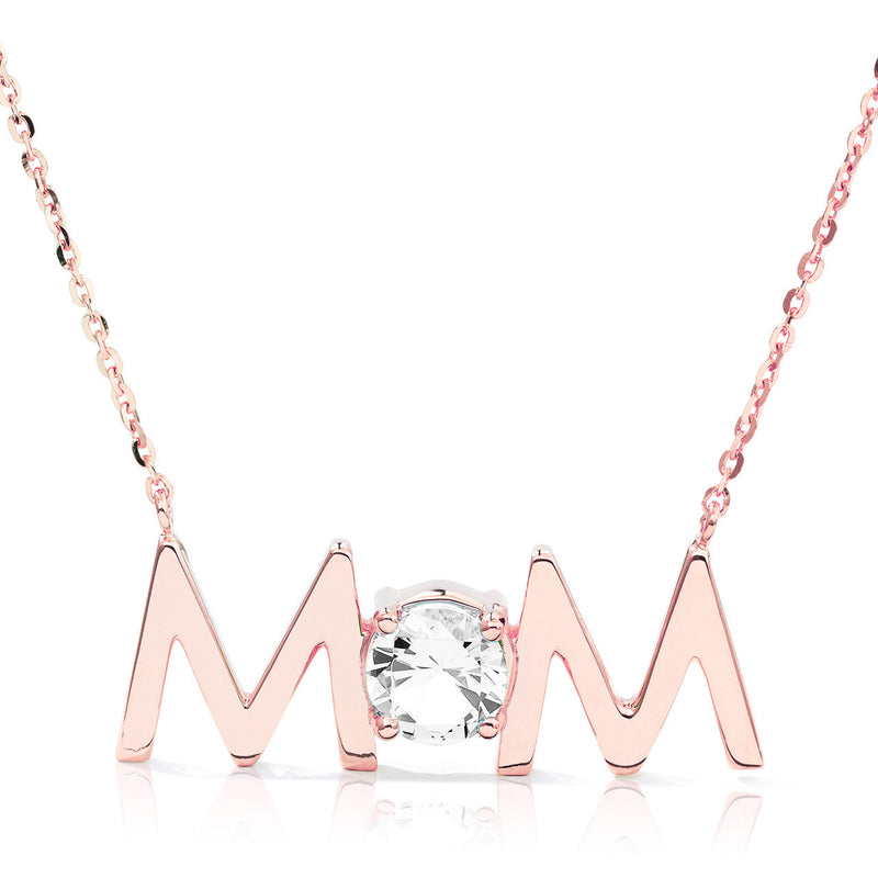 14k Gold Uppercase Mom Birthstone Statement Necklace