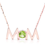 14k Gold Uppercase Mom Birthstone Statement Necklace