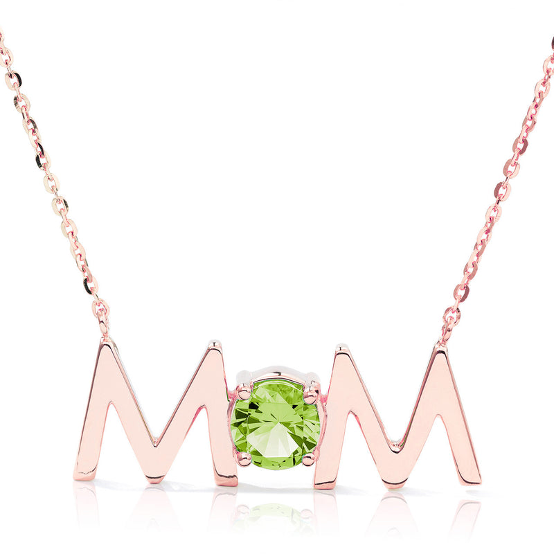 14k Gold Uppercase Mom Birthstone Statement Necklace