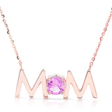 14k Gold Uppercase Mom Birthstone Statement Necklace