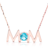 14k Gold Uppercase Mom Birthstone Statement Necklace