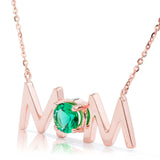 14k Gold Uppercase Mom Birthstone Statement Necklace