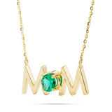 14k Gold Uppercase Mom Birthstone Statement Necklace