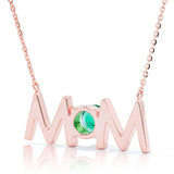 14k Gold Uppercase Mom Birthstone Statement Necklace