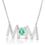 14k Gold Uppercase Mom Birthstone Statement Necklace