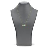 14k Gold Uppercase Mom Birthstone Statement Necklace