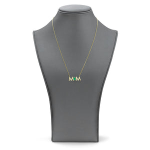 14k Gold Uppercase Mom Birthstone Statement Necklace
