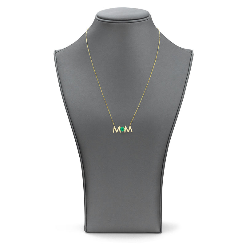 14k Gold Uppercase Mom Birthstone Statement Necklace