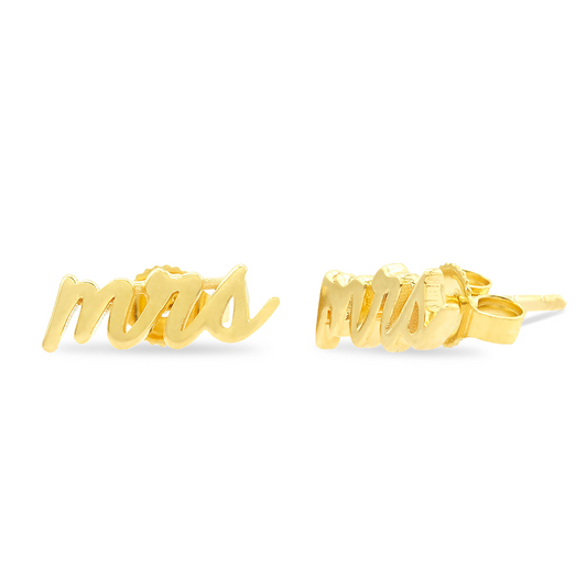 14k Gold "Mrs" Studs