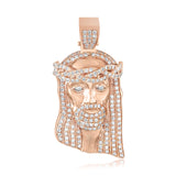 10k Rose Gold 3ct Diamond Jesus Head Pendant