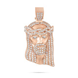 10k Rose Gold 3ct Diamond Jesus Head Pendant