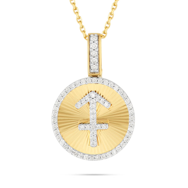 14k Yellow Gold Diamond Zodiac Sign Pendant
