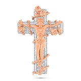 Two-Tone 10K Gold with Emerald Cut Diamond Crucifix Pendant