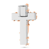 Two-Tone 10K Gold with Emerald Cut Diamond Crucifix Pendant