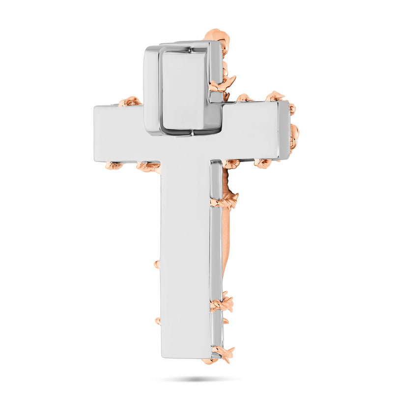 Two-Tone 10K Gold with Emerald Cut Diamond Crucifix Pendant