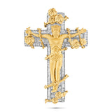 Two-Tone 10K Gold with Emerald Cut Diamond Crucifix Pendant