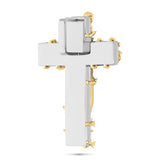 Two-Tone 10K Gold with Emerald Cut Diamond Crucifix Pendant