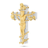 Two-Tone 10K Gold with Emerald Cut Diamond Crucifix Pendant