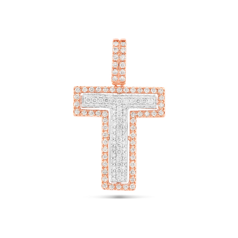 Two-Tone Initial Diamond Pendant