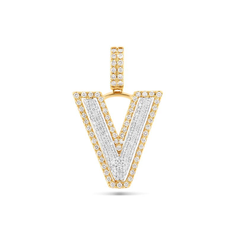 Two-Tone Initial Diamond Pendant