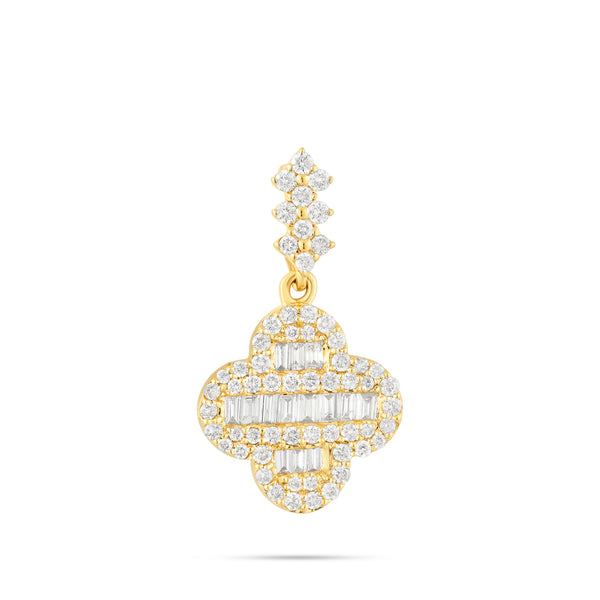 10k Yellow gold Baguette Diamond Clover pendant