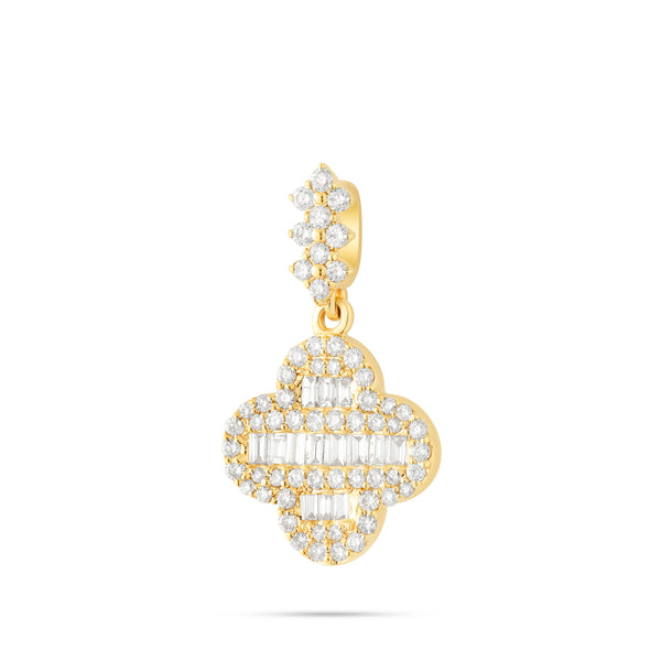 10k Yellow gold Baguette Diamond Clover pendant