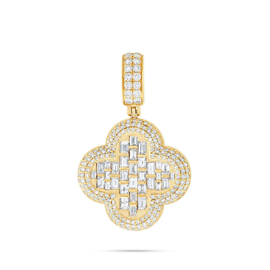 14k Gold Diamond & Emerald Clover Pendant
