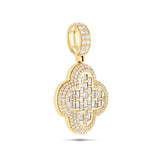 14k Gold Diamond & Emerald Clover Pendant
