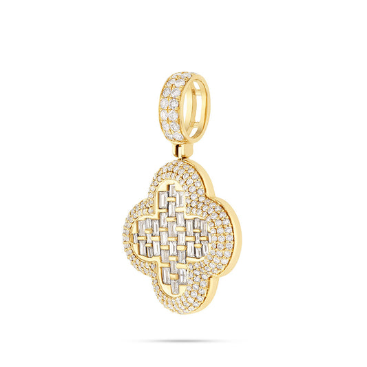 14k Gold Diamond & Emerald Clover Pendant
