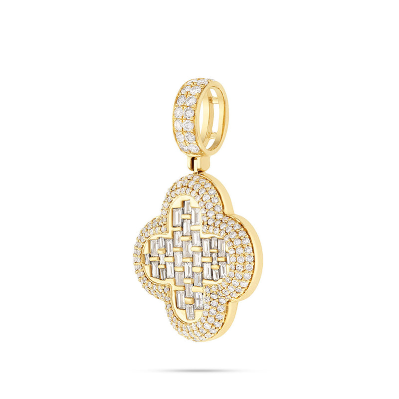 14k Gold Diamond & Emerald Clover Pendant