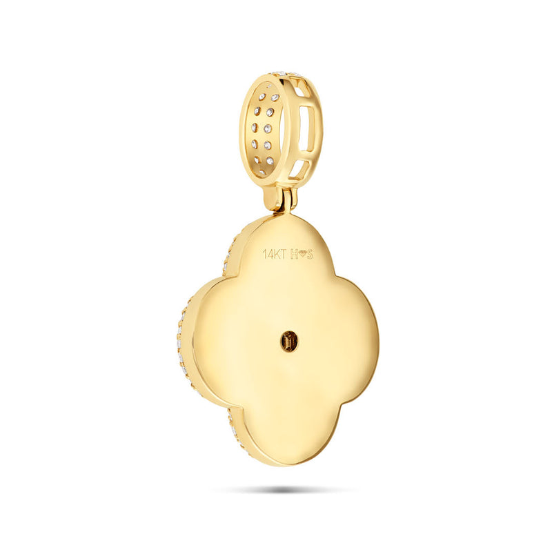 14k Gold Diamond & Emerald Clover Pendant
