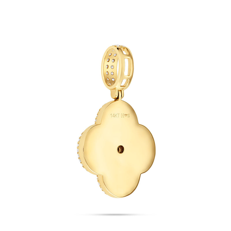 14k Gold Diamond & Emerald Clover Pendant