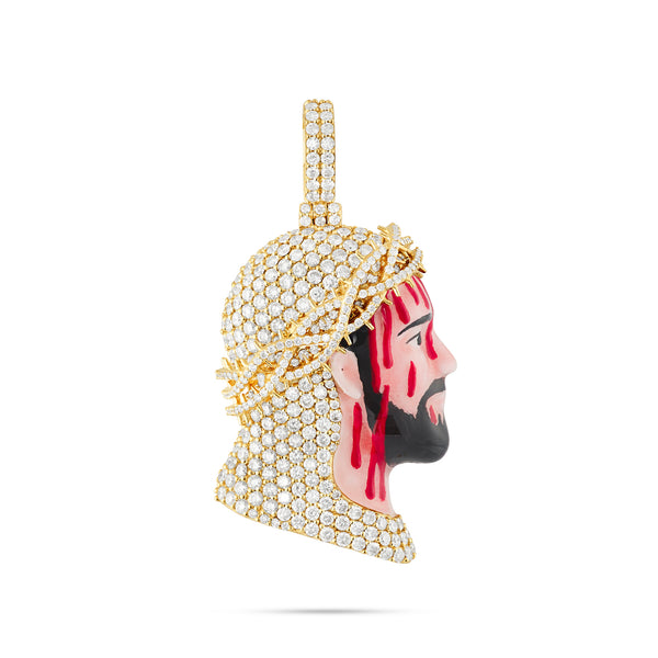 Bleeding Jesus 2.8 carat Diamond Crown Pendant