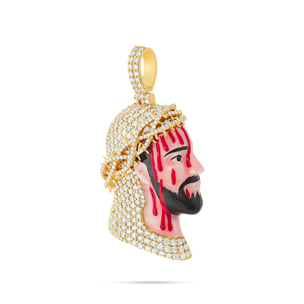 Bleeding Jesus 2.8 carat Diamond Crown Pendant