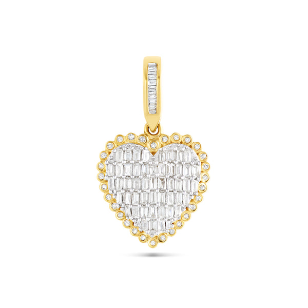 14k Gold Baguette Diamond Heart Pendant