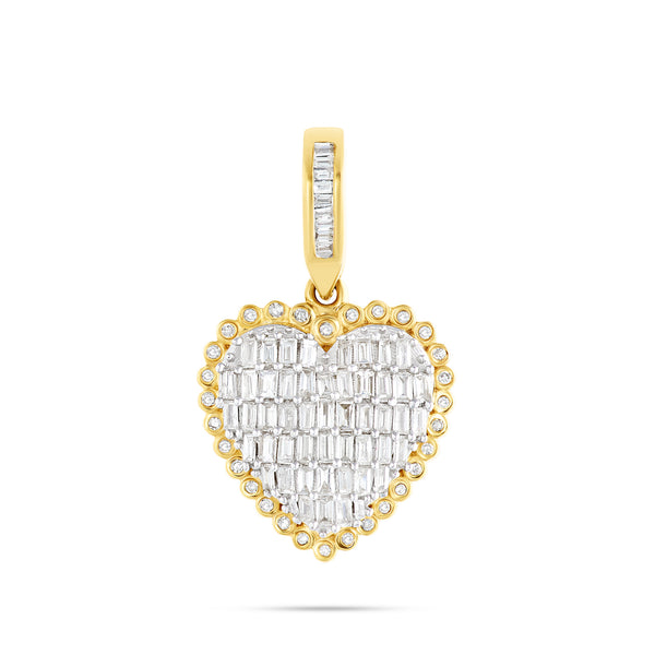 14k Gold Baguette Diamond Heart Pendant