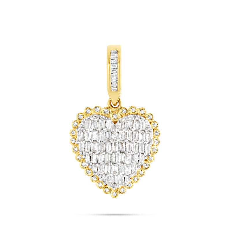 14k Gold Baguette Diamond Heart Pendant