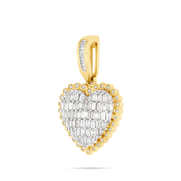 14k Gold Baguette Diamond Heart Pendant