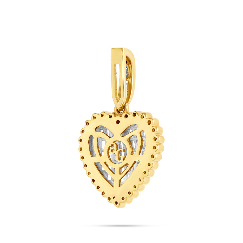 14k Gold Baguette Diamond Heart Pendant