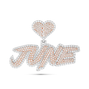 Customizable Two-Tone Diamond Pendant with Heart Bail