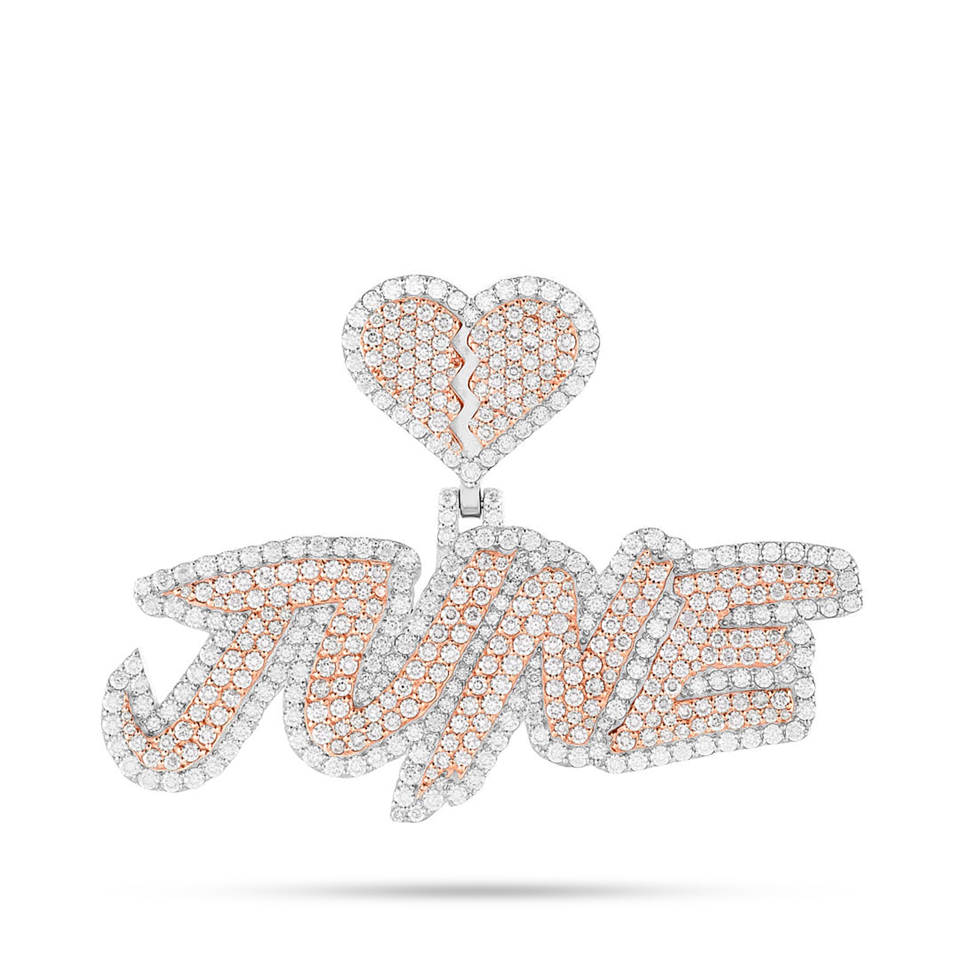 Customizable Two-Tone Diamond Pendant with Heart Bail