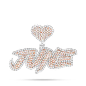 Customizable Two-Tone Diamond Pendant with Heart Bail
