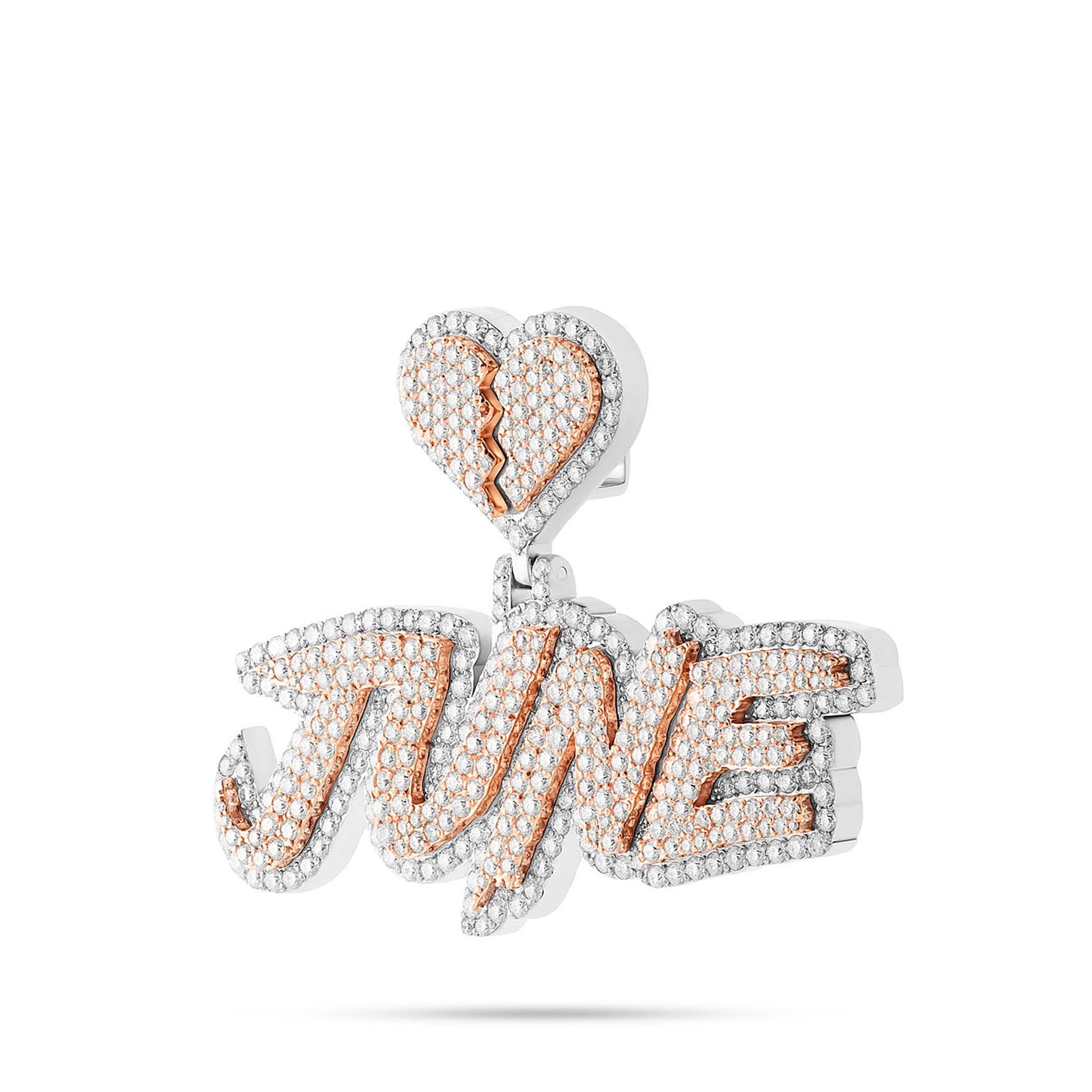 Customizable Two-Tone Diamond Pendant with Heart Bail