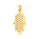 14K Gold Large Diamond Hamsa Pendant