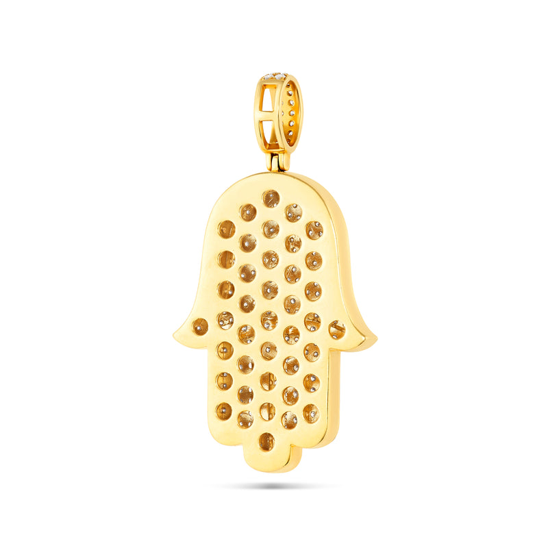 14K Gold Large Diamond Hamsa Pendant