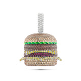 White Solid Gold Natural Diamond Hamburger Pendant